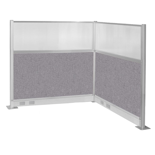 Versare Pre-Configured Hush Panel Electric Cubicle (L Shape) 6' x 6' W/ Window Cloud Gray Fabric 1859379 - main